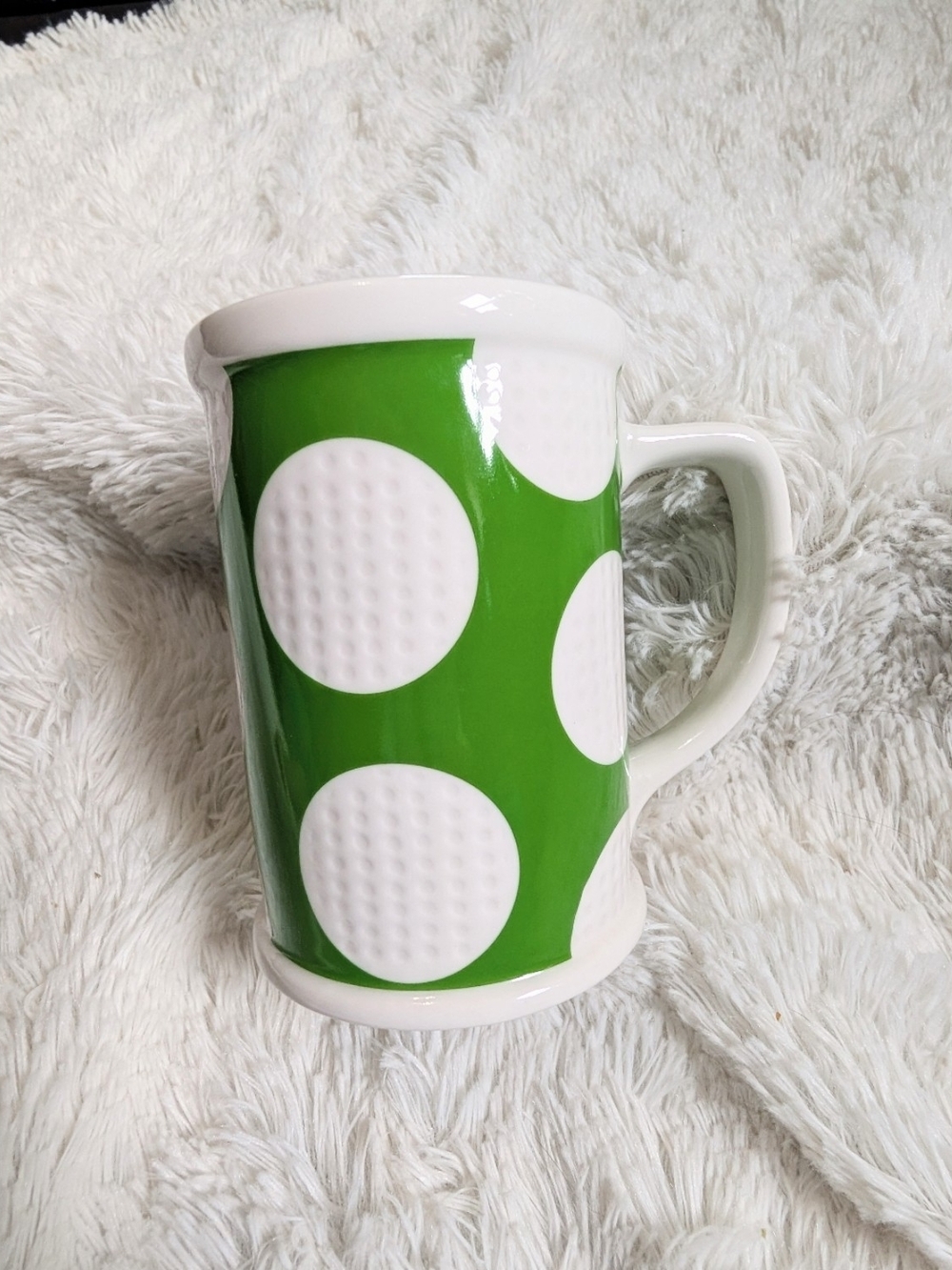 Starbucks Golf Ball Dimpled White and Green Ceramic Mug With Handle
